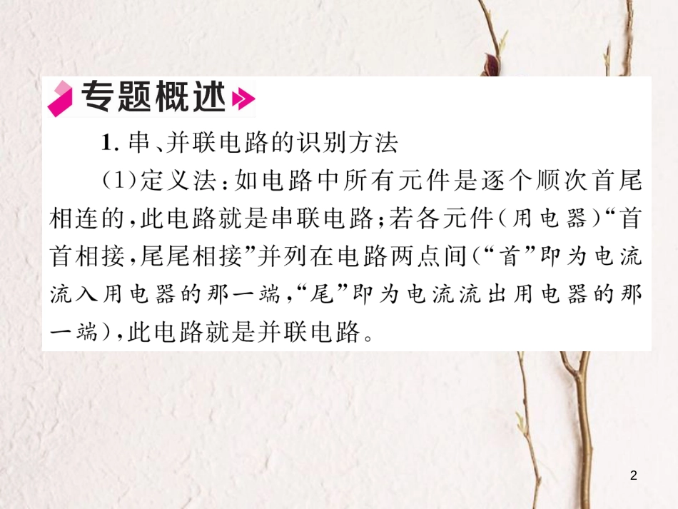 年九年级物理全册 小专题二 串、并联电路的识别与设计练习课件 （新版）新人教版_第2页