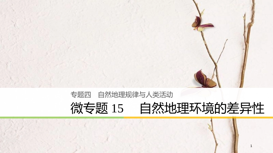 （浙江选考）版高考地理大二轮复习 专题四 自然地理规律与人类活动 微专题15 自然地理环境的差异性课件_第1页