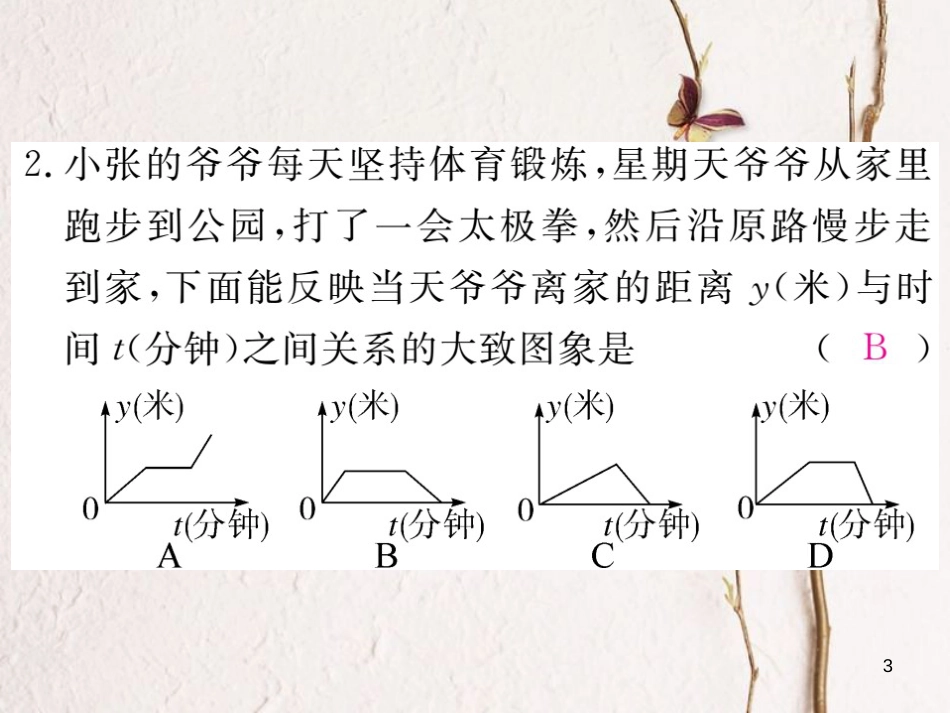 七年级数学下册 第三章 变量之间的关系 3.3 用图象表示的变量间关系 第2课时 折线型图象练习课件 （新版）北师大版_第3页