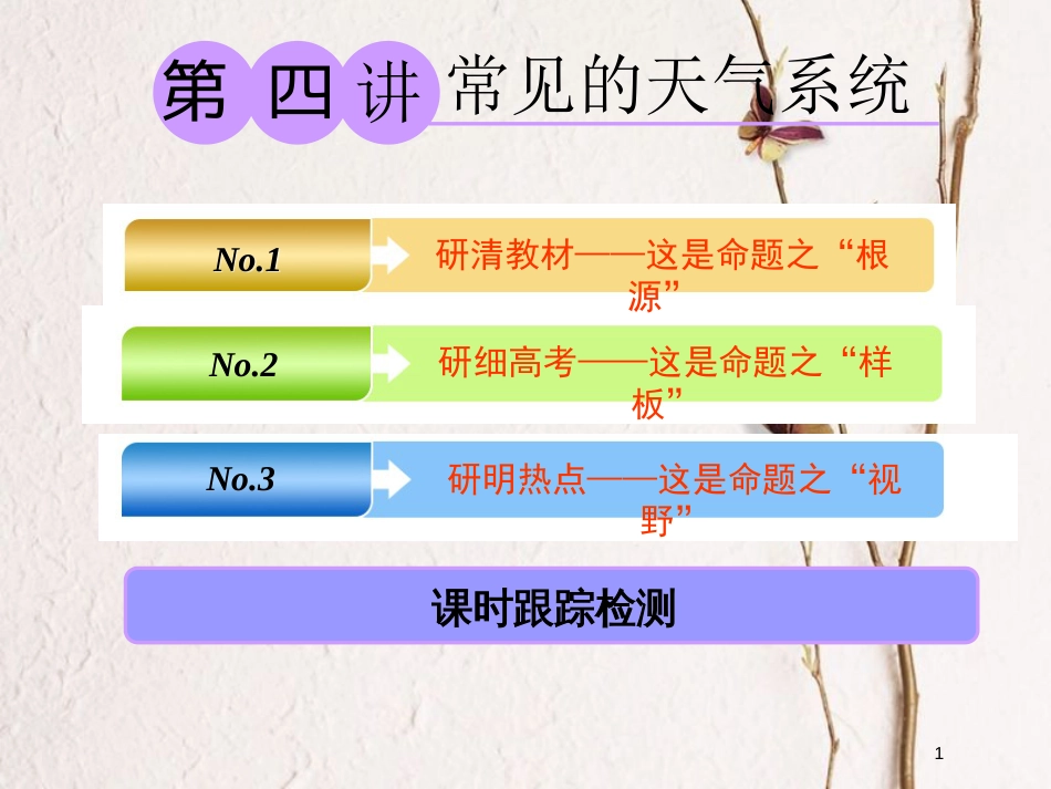2019版高考地理大一轮复习 第一部分 第二章 自然环境中的物质运动和能量交换 第四讲 常见的天气系统课件 湘教版_第1页