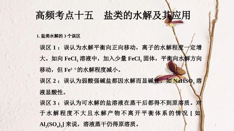 高考化学二轮复习 高频考点精讲 高频考点15 盐类的水解及其应用课件_第1页