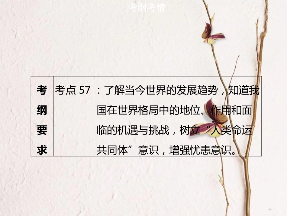 广东省中考政治 第三部分 我与国家和社会 专题十九 直面世界 敢于挑战复习课件_第3页