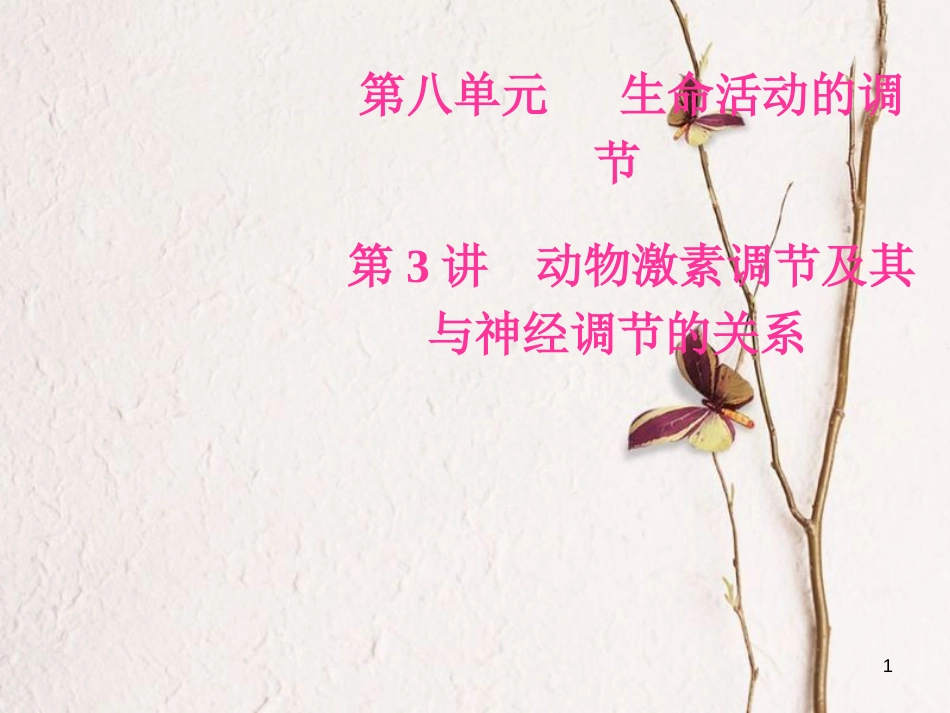 2019版高考生物总复习 第八单元 生命活动的调节 第3讲 动物激素调节及其与神经调节的关系课件_第1页