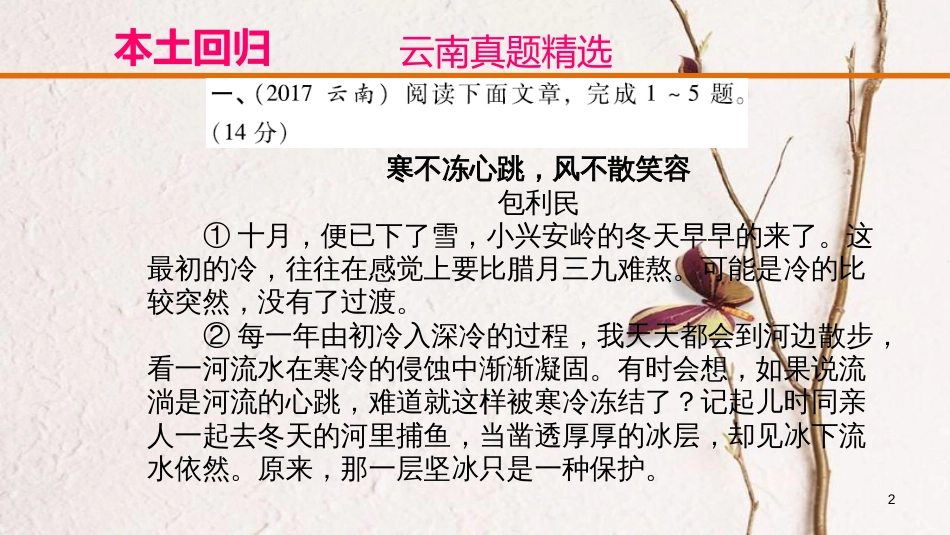 云南省中考语文复习方案 第四部分 现代文阅读 专题三 记叙文阅读课件_第2页