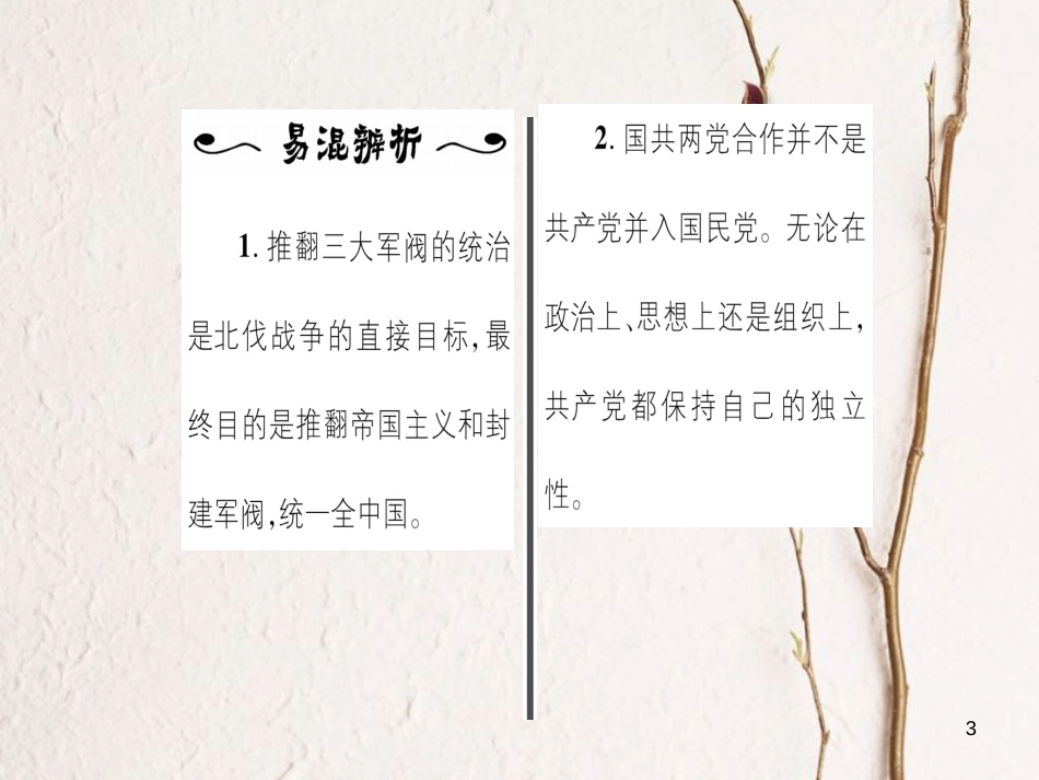 八年级历史上册 第3单元 新民主主义革命的兴起 第14课 国共合作的实现和北伐胜利进军作业课件 岳麓版_第3页