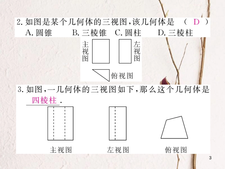 九年级数学下册 29 投影与视图 29.3 课题学习 制作立体模型作业课件 （新版）新人教版_第3页