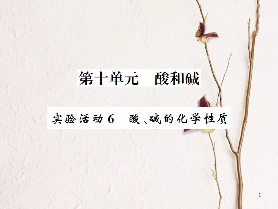 九年级化学下册 10 酸和碱 实验活动6 酸、碱的化学性质习题课件 （新版）新人教版_第1页