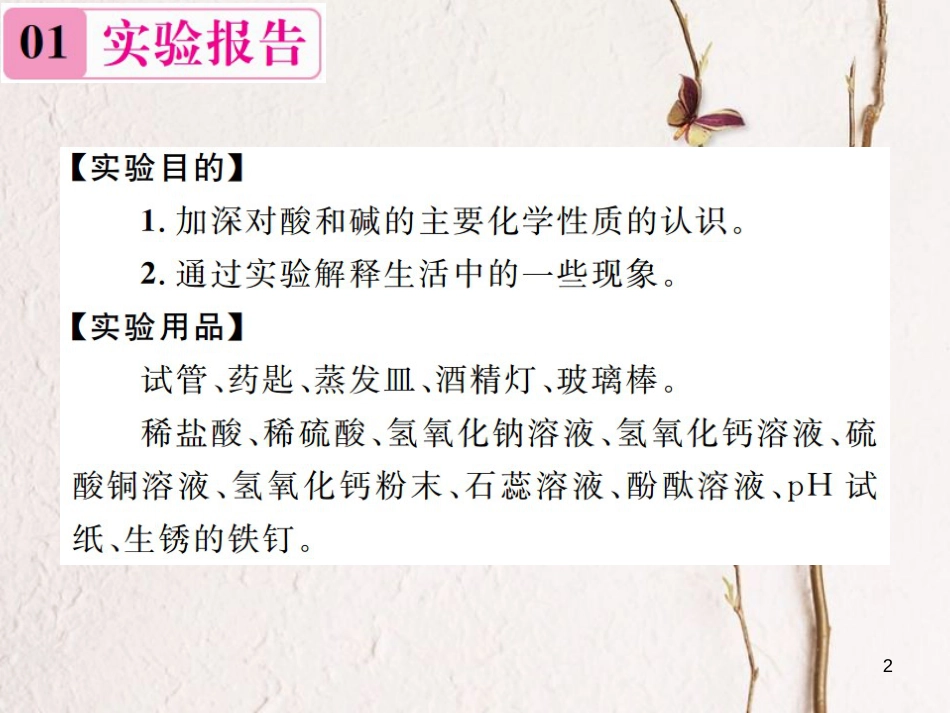 九年级化学下册 10 酸和碱 实验活动6 酸、碱的化学性质习题课件 （新版）新人教版_第2页