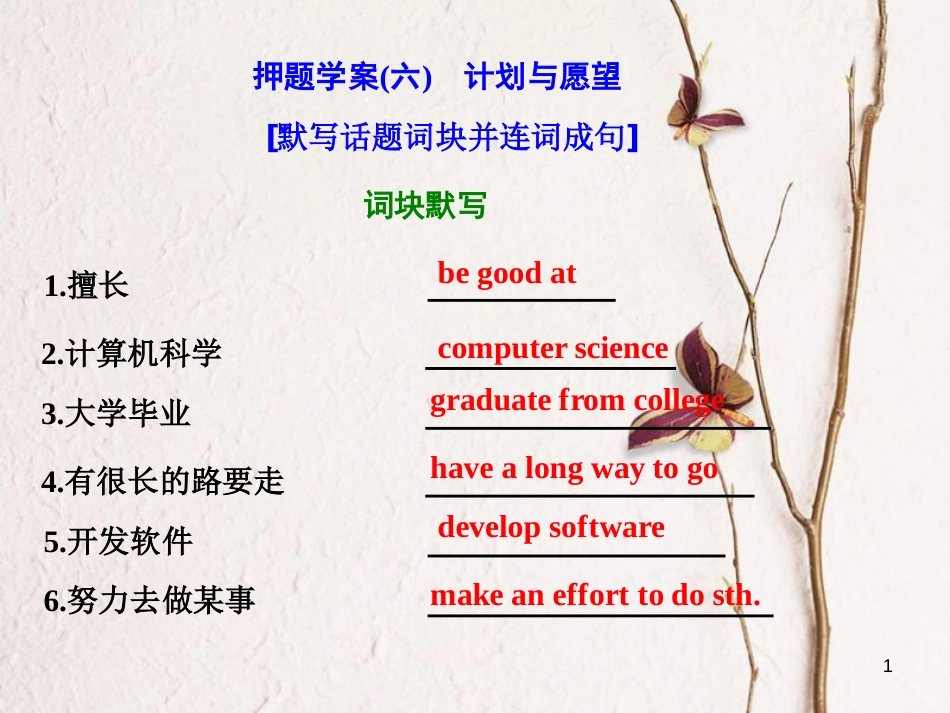 年高考英语二轮复习 专题辅导与测试四 热门话题下的书面表达 押题学案（六）计划与愿望课件_第1页