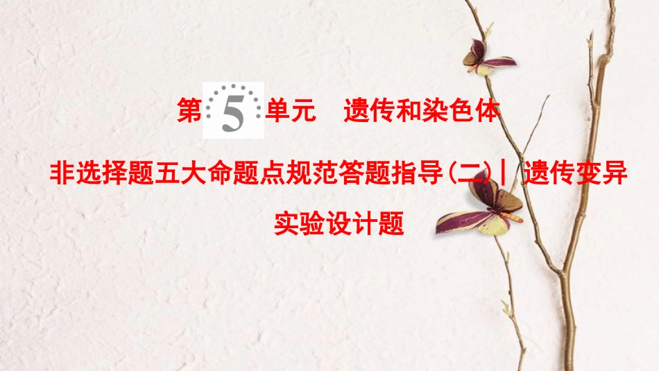 2019版高考生物一轮复习 第5单元 遗传和染色体 非选择题五大命题点规范答题指导（二）遗传变异实验设计题课件 苏教版_第1页