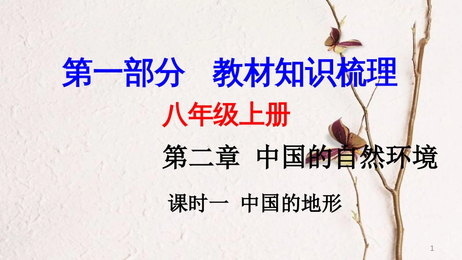 （新疆地区）中考地理总复习 第二章 中国的自然环境（课时一 中国的地形）基础知识梳理课件_第1页