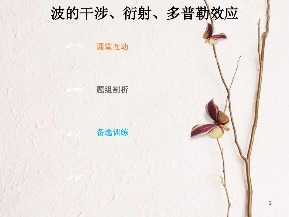 2019版高考物理总复习 选考部分 机械振动 机械波 光 电磁波 相对论简介 14-2-4 考点强化 波的干涉、衍射、多普勒效应课件(1)_第1页