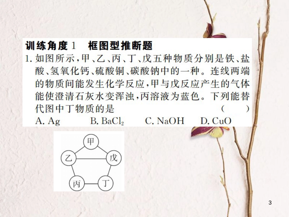 （江西专版）九年级化学下册 第11单元 盐 化肥 专题训练（六）物质的推断课件 （新版）新人教版_第3页