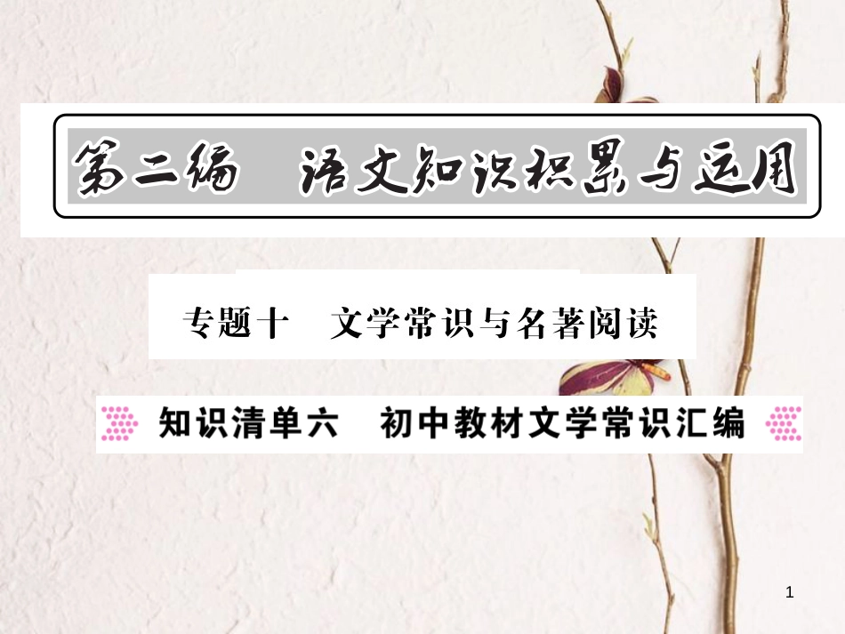 2018中考语文总复习 第2编 语文知识积累与运用 专题十 文学常识与名著阅读 知识清单六 初中教材文学常识汇编课件 语文版_第1页