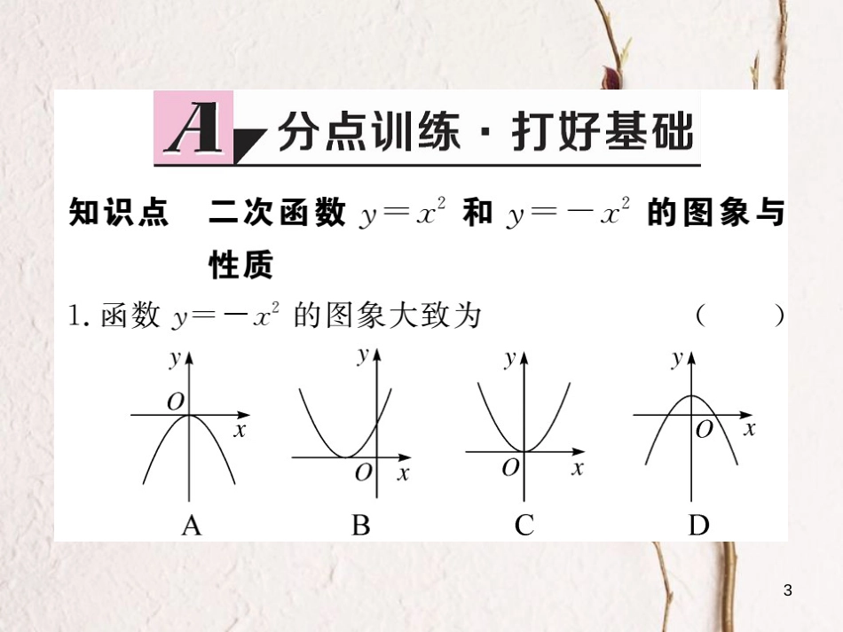 年九年级数学下册 第二章 二次函数 2.2 第1课时 二次函数y=x2和y=-x2的图象与性质练习课件 （新版）北师大版_第3页