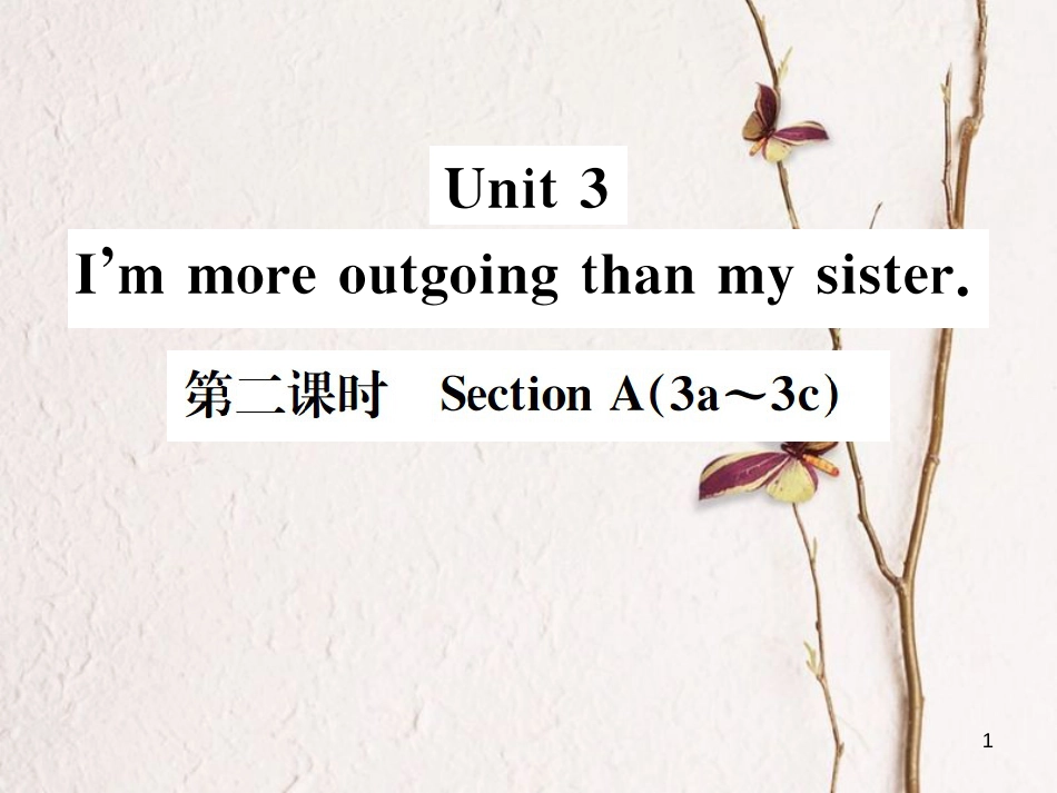 八年级英语上册 Unit 3 I’m more outgoing than my sister（第2课时）习题课件 （新版）人教新目标版_第1页