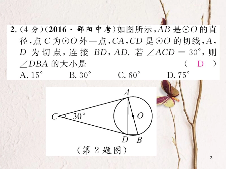 九年级数学下册 双休作业（7）作业课件 （新版）湘教版_第3页