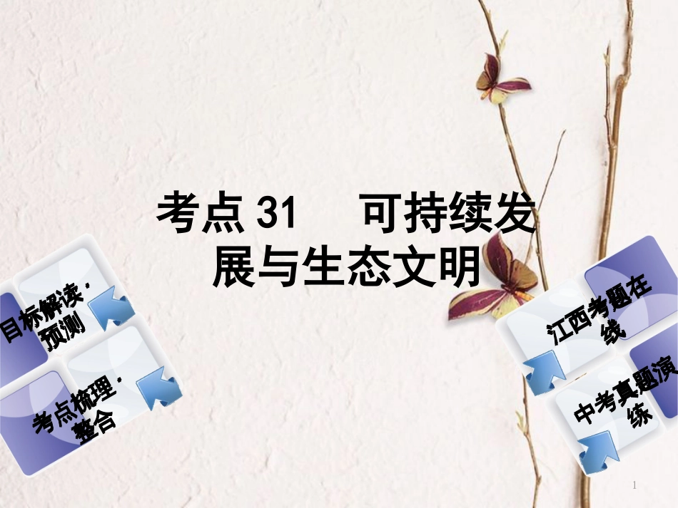 （江西专版）中考政治复习方案 第三单元 国情与责任 考点31 可持续发展与生态文明教材梳理课件_第1页
