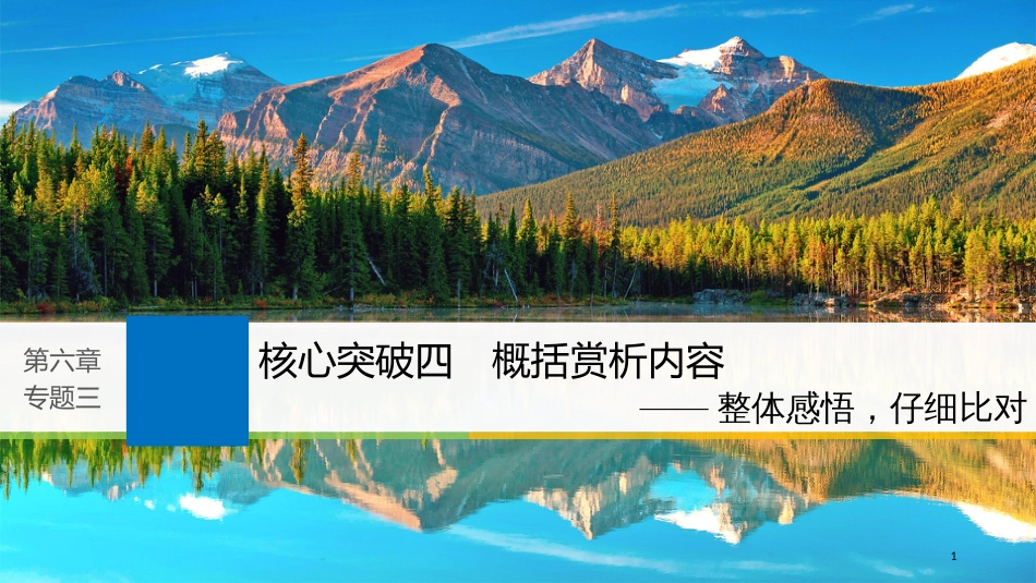 2019届高考语文一轮复习 第六章 文言文阅读-侧重文意的疏通性阅读 专题三 理解必备知识，掌握关键能力 核心突破四 概括赏析内容课件_第1页