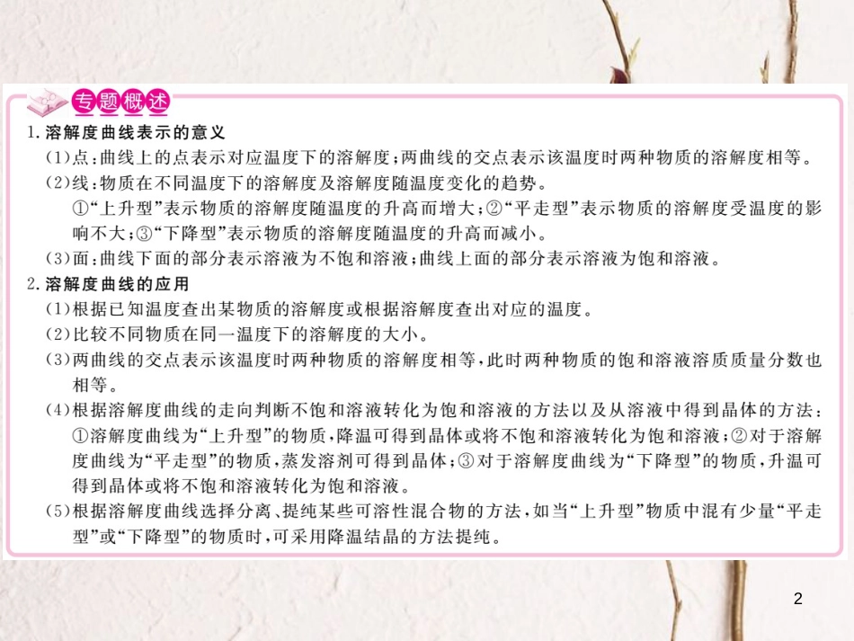 （安徽专版）九年级化学下册 专题二 溶解度曲线的应用练习课件 （新版）新人教版_第2页