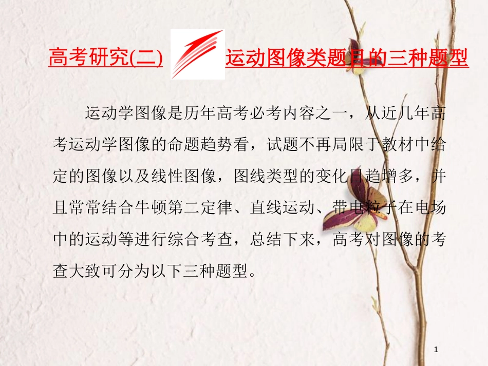 高考物理二轮复习 第一章 直线运动 高考研究（二）动动图像类题目的三种题型课件_第1页