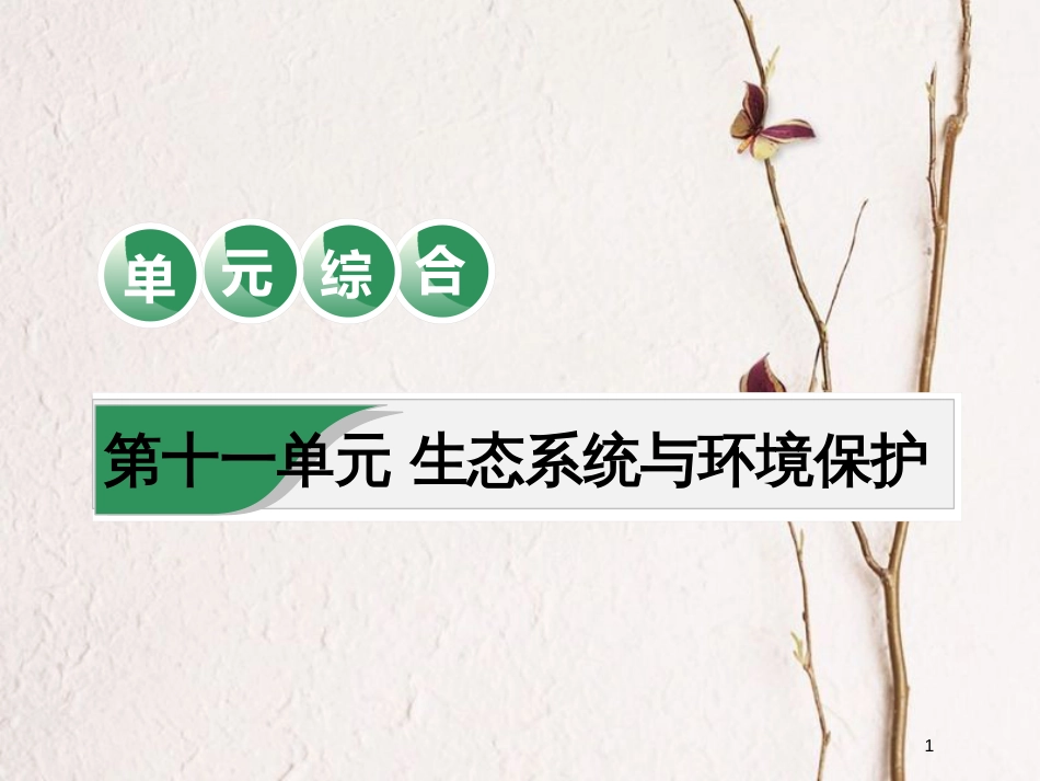 2019版高考生物一轮复习 第十一单元 生态系统与环境保护单元综合精选课件_第1页
