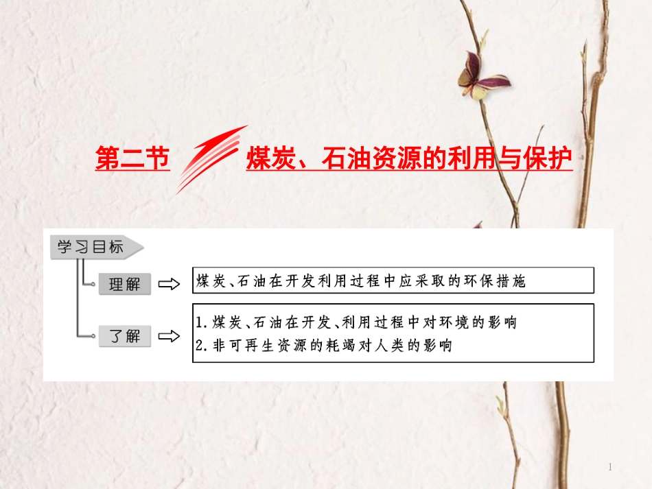 高中地理 第二章 资源问题与资源的利用和保护 第二节 煤炭、石油资源的利用与保护课件 中图版选修6_第1页