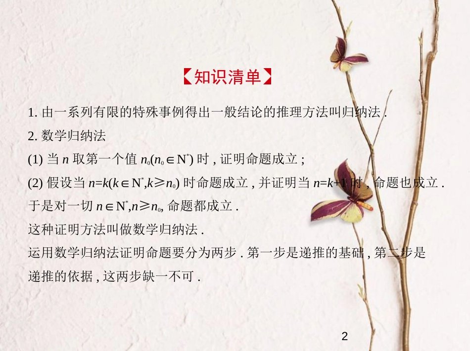 （江苏专版）2019版高考数学一轮复习 第十九章 推理与证明（数学归纳法）课件_第2页
