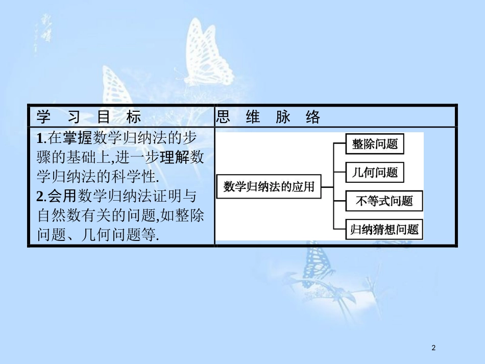 高中数学 第一章 推理与证明 习题课 数学归纳法的应用课件 北师大版选修2-2_第2页