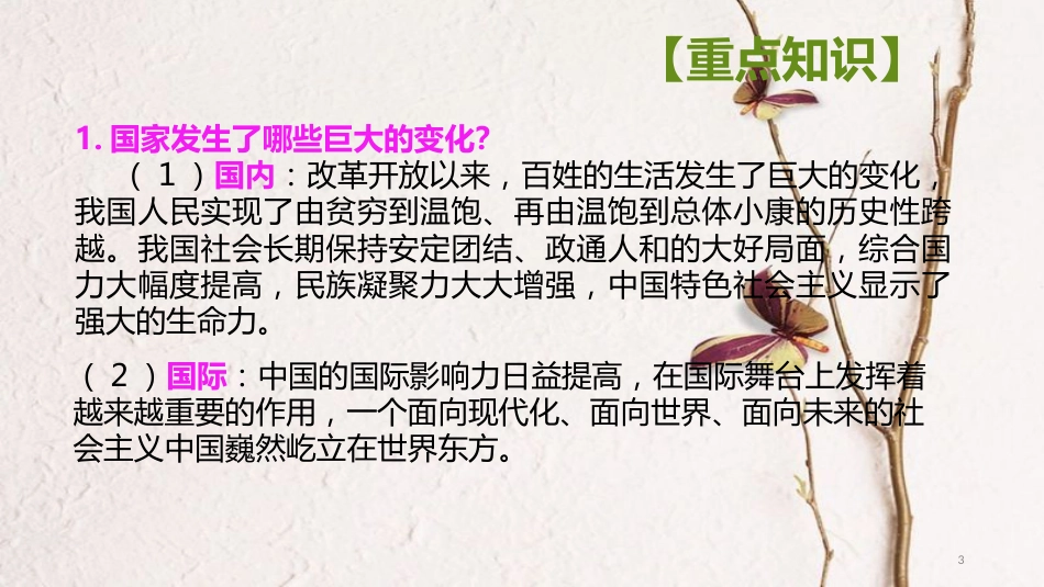 2017年中考政治 专题复习考点一 感受身边的变化和指导思想课件(1)_第3页