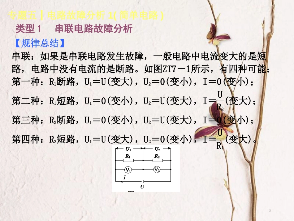 中考物理复习 第五单元 质量与密度 专题（5）电路故障分析1（简单电路）课件_第2页