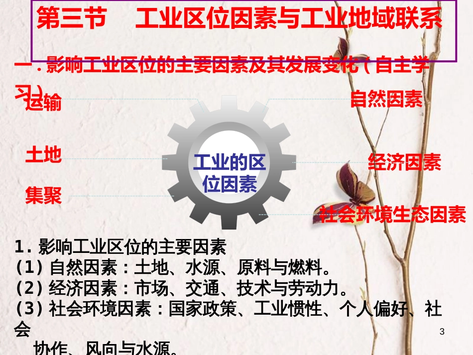 高中地理 第三章 区域产业活动 第三节 工业区位因素与工业地域联系课件2 湘教版必修2_第3页