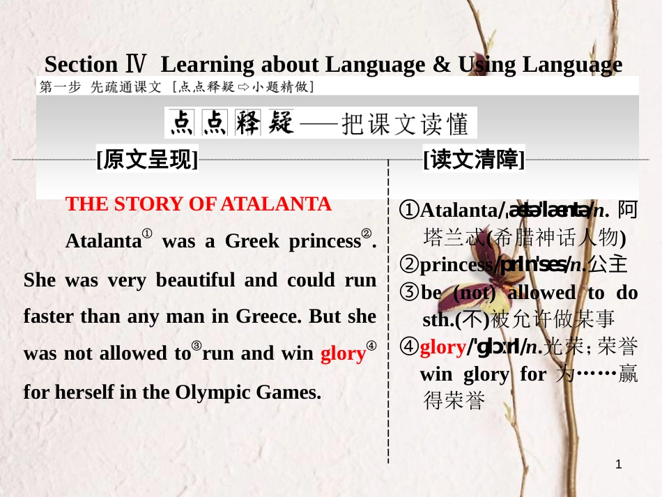 高中英语 Unit 2 The Olympic Games Section Ⅳ Learning about Language amp；Using Language课件 新人教版必修2_第1页