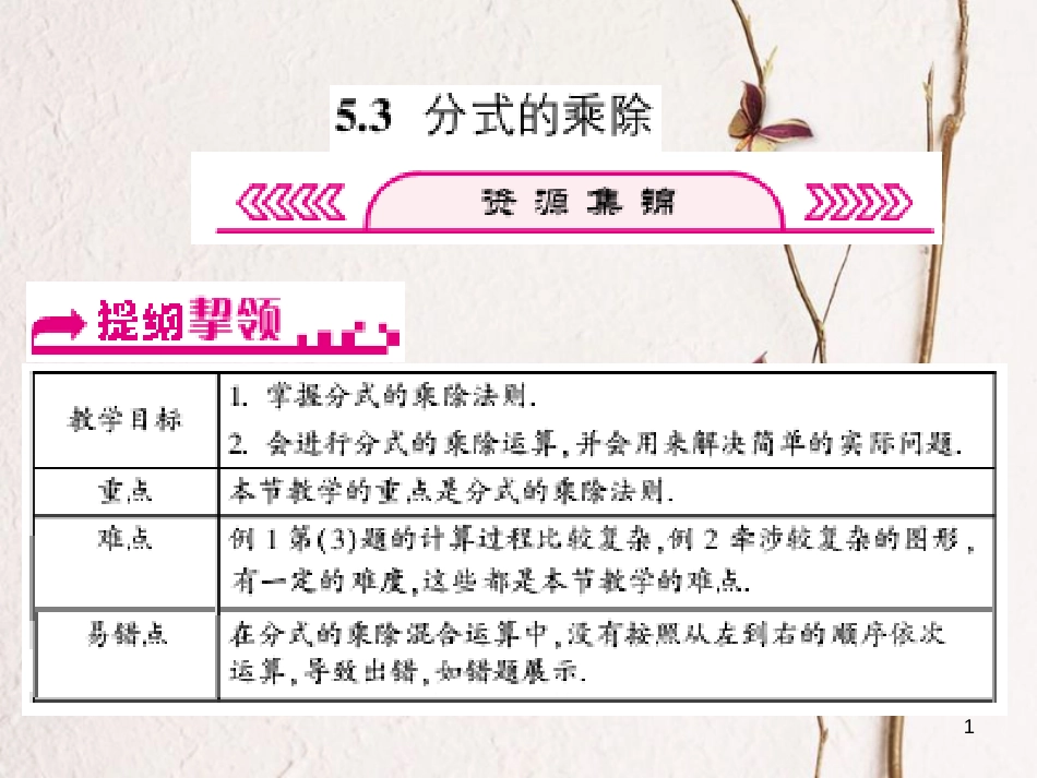 浙江省嘉兴市秀洲区七年级数学下册 第五章 分式 5.3 分式的乘除习题课件 （新版）浙教版_第1页