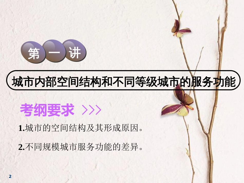 2019届高考地理一轮复习 第七章 城市与城市化 第一讲 城市内部空间结构和不同等级城市的服务功能课件_第2页