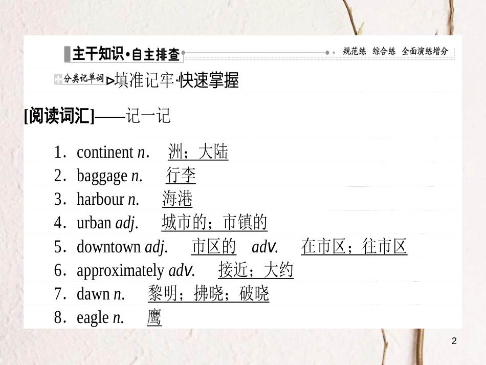 2019届高三英语一轮复习 Unit 5 Canada-“The True North”课件 新人教版必修3_第2页