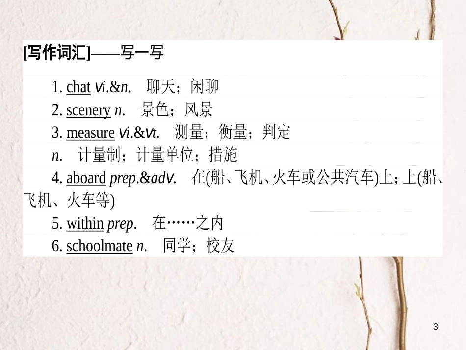 2019届高三英语一轮复习 Unit 5 Canada-“The True North”课件 新人教版必修3_第3页