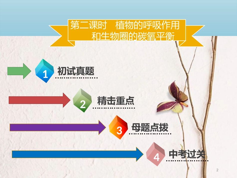 广东省中考生物 模块三 生物圈中的绿色植物 第二课时 植物的呼吸作用和生物圈的碳氧平衡课件_第2页