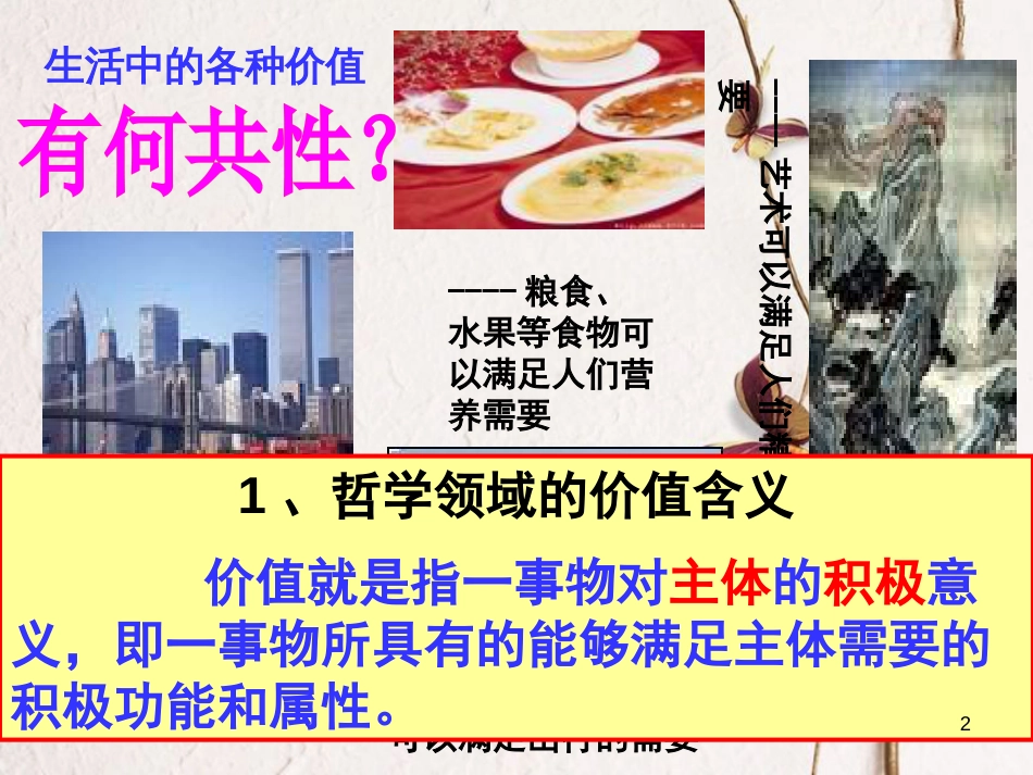 广东省揭阳市高中政治 第十二课 实现人生的价值 第一框 价值与价值观课件 新人教版必修4_第2页