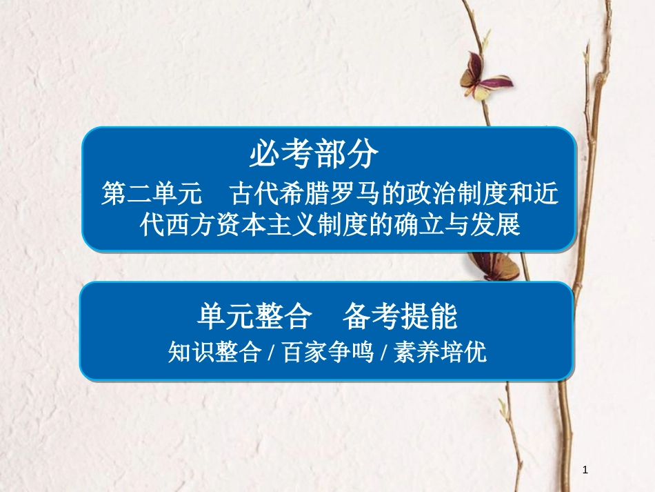 2019届高考历史一轮复习 第二单元 古代希腊罗马的政治制度和近代西方资本主义制度的确立与发展单元整合课件 新人教版_第1页