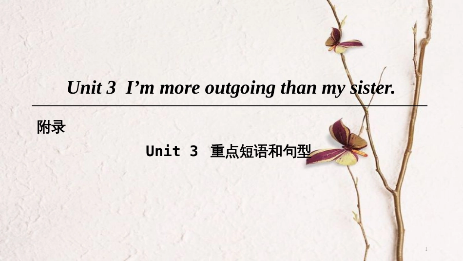 八年级英语上册 Unit 3 I’m more outgoing than my sister重点短语和句型课件 （新版）人教新目标版_第1页