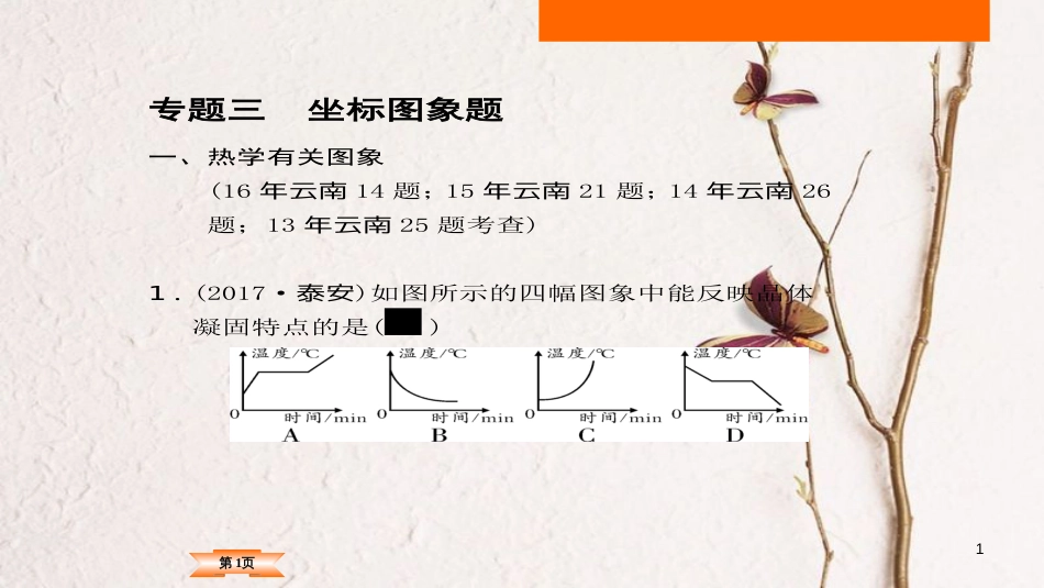 （云南专版）中考物理总复习 专题突破3 坐标图象题课件_第1页