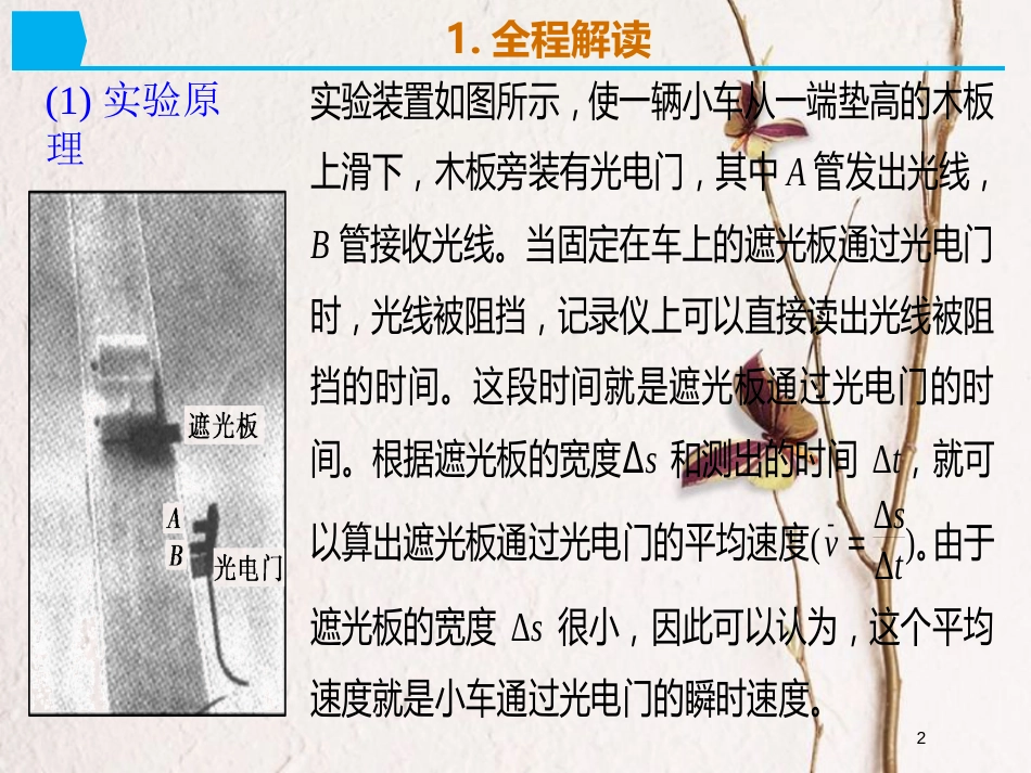 2019版高考物理总复习 演示实验 15-1-1 用光电门测量瞬时速度课件_第2页
