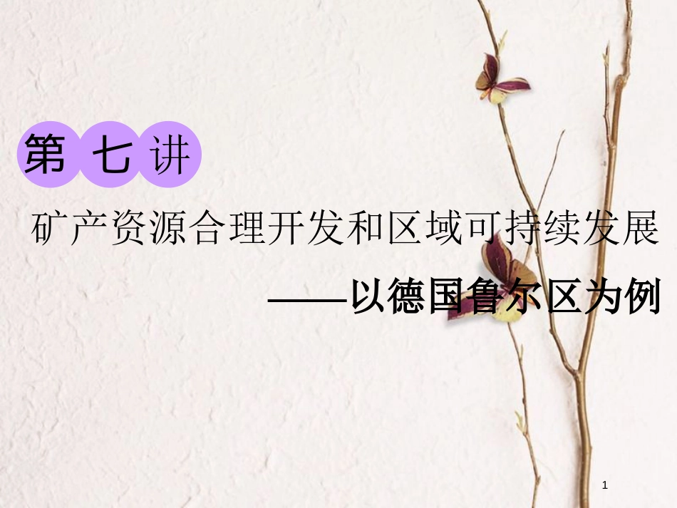 2019版高考地理大一轮复习 第三部分 第二章 区域可持续发展 第七讲 矿产资源合理开发和区域可持续发展——以德国鲁尔区为例课件 湘教版_第1页