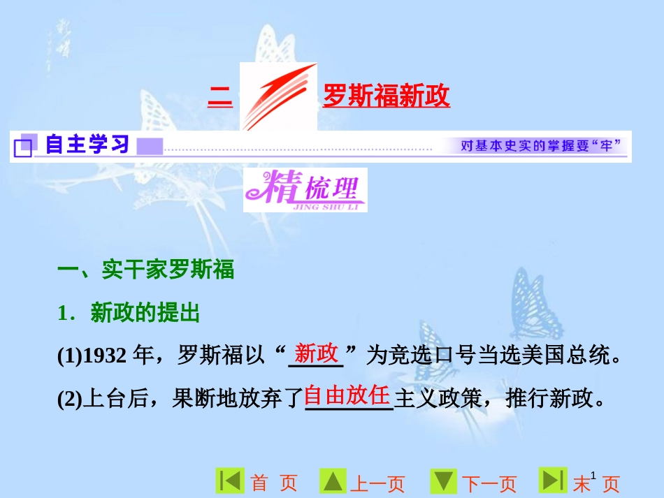 高中历史 专题六 罗斯福新政与当代资本主义 二 罗斯福新政课件 人民版必修2_第1页