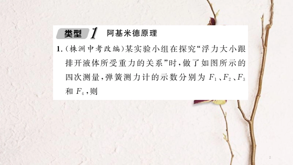 八年级物理下册 小专题2 与浮力有关的实验课件 （新版）新人教版_第2页