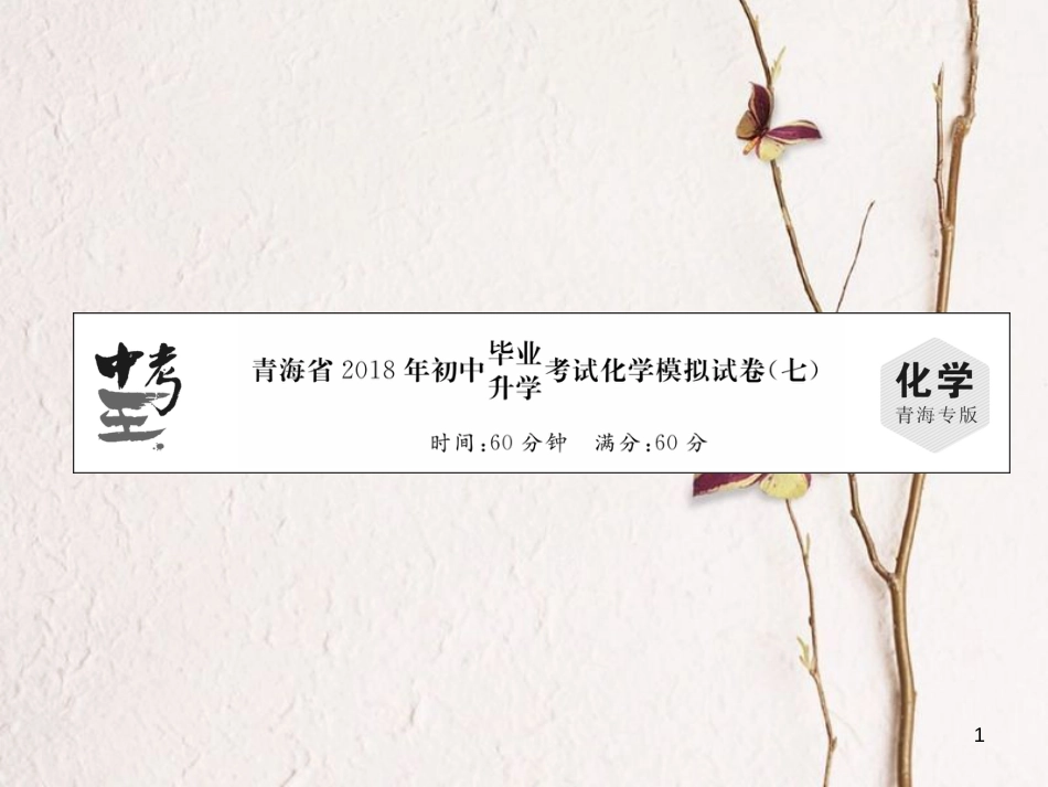 （青海专版）中考化学复习 毕业升学考试模拟试卷(七)课件_第1页