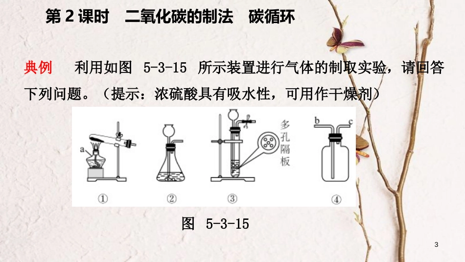 九年级化学上册 第五章 燃料 5.3 二氧化碳的性质和制法 第2课时 二氧化碳的制法 碳循环练习课件 （新版）粤教版_第3页