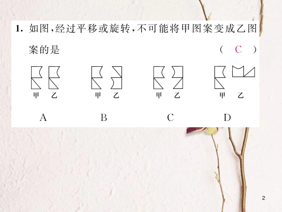 （毕节专版）八年级数学下册 第3章 图形的平移与旋转 课题6 简单的图案设计当堂检测课件 （新版）北师大版_第2页