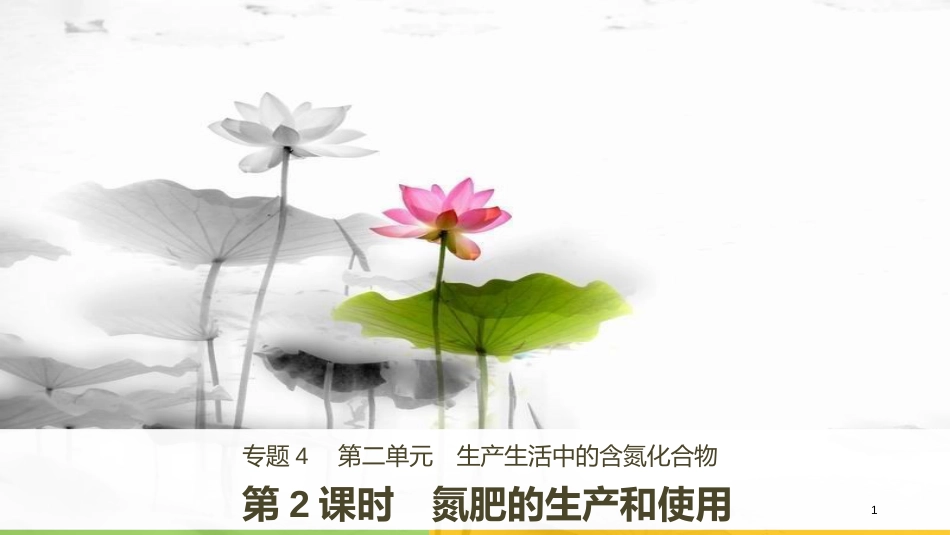 高中化学 专题4 硫、氮和可持续发展 第二单元 生产生活中的含氮化合物 第2课时 氮肥的生产和使用课件 苏教版必修1_第1页